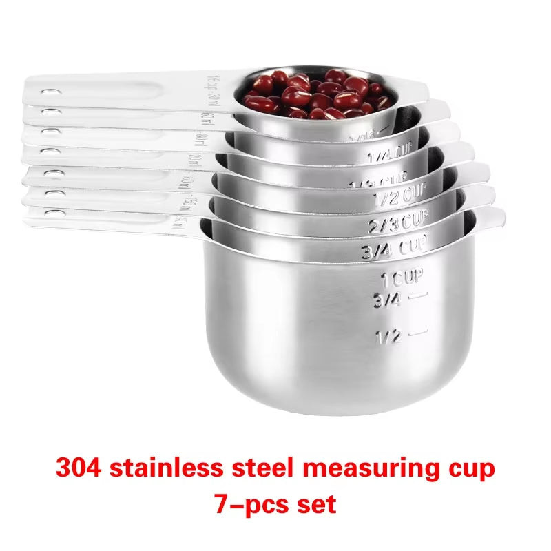 304 Stainless Steel Measuring Spoon Measuring Cup with Graduated Meter Salt Spoon Milk Powder Baking Weighing Seasoning Tool