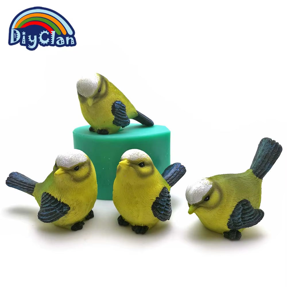 4 Style DIY Silicone Bird Molds Decoration 3D Simulation Cuckoo Gypsum Soap Form Salt Sculpture Sparrow Candle Mould