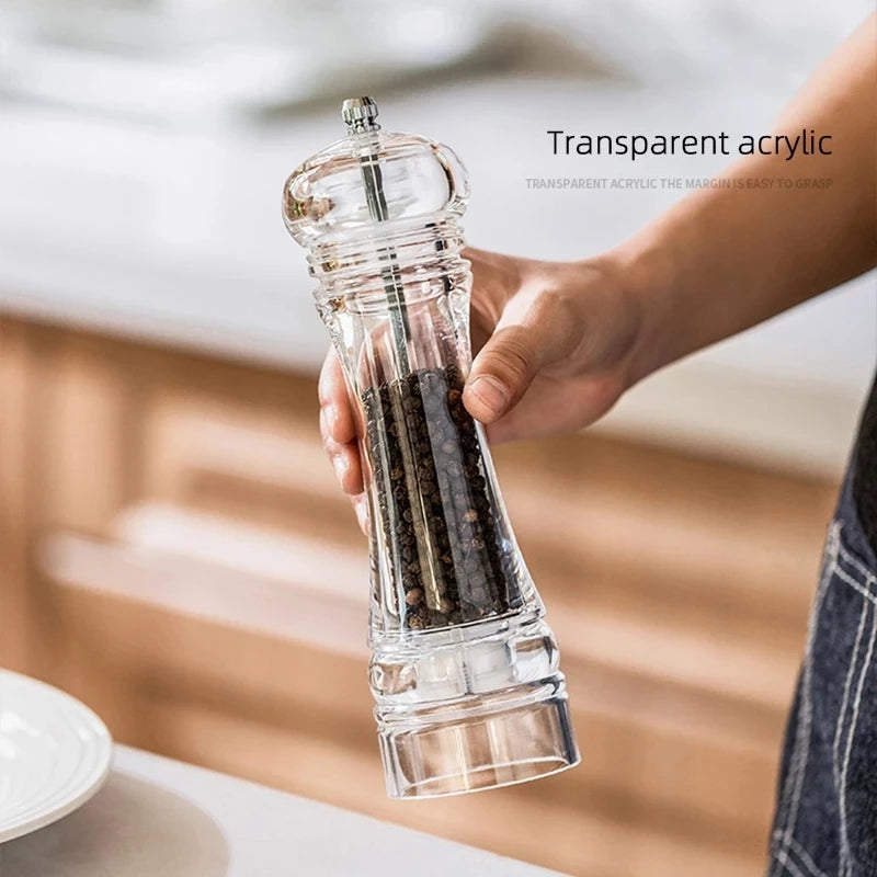 Acrylic Spice Pepper Mill Salt and Pepper Black Grinder with Strong Adjustable Ceramic Grinders Kitchen Cooking Tools Gadget Set