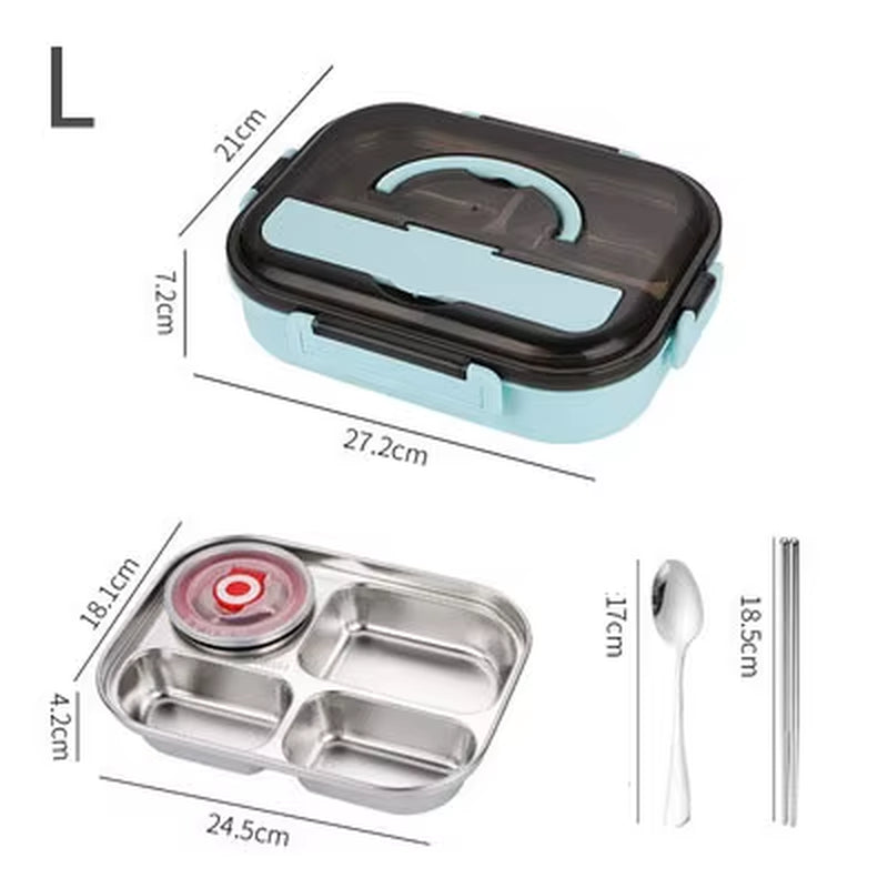 304 Stainless Steel Lunch Box for Adults Kids Snack Storage Portable Hermetic Breakfast Insulation Meal Container Microwavable