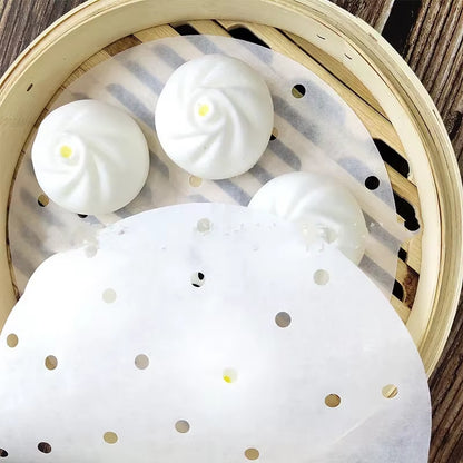 50 Pcs Steaming Basket Mat Air Fryer Steamer Liners Premium Perforated Wood Pulp Papers Non-Stick Baking Cooking Accessories