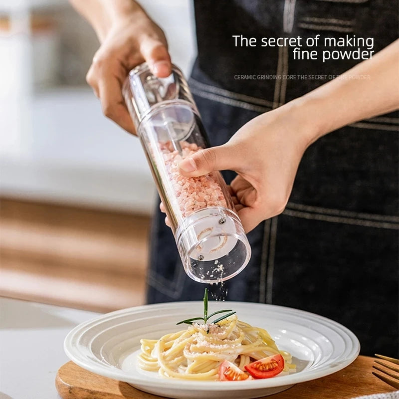 Acrylic Spice Pepper Mill Salt and Pepper Black Grinder with Strong Adjustable Ceramic Grinders Kitchen Cooking Tools Gadget Set