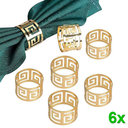 6Pcs Gold & Silver Napkin Rings Wedding Serviette Ring Alloy Table Napkin Holder Dinning Table Decoration Aro Servilleta Dorado