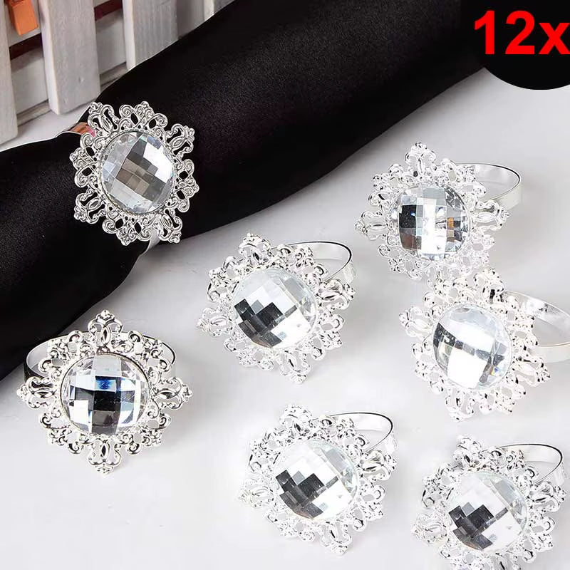 6Pcs Gold & Silver Napkin Rings Wedding Serviette Ring Alloy Table Napkin Holder Dinning Table Decoration Aro Servilleta Dorado