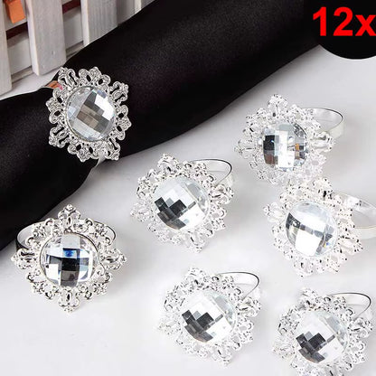 6Pcs Gold & Silver Napkin Rings Wedding Serviette Ring Alloy Table Napkin Holder Dinning Table Decoration Aro Servilleta Dorado
