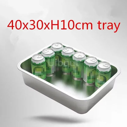 304 Tray Stainless Steel Storage Trays Leak Plate Hole Mesh Strainer Colander Wash Vegetable Basin Drying Water Filter Basin Lid