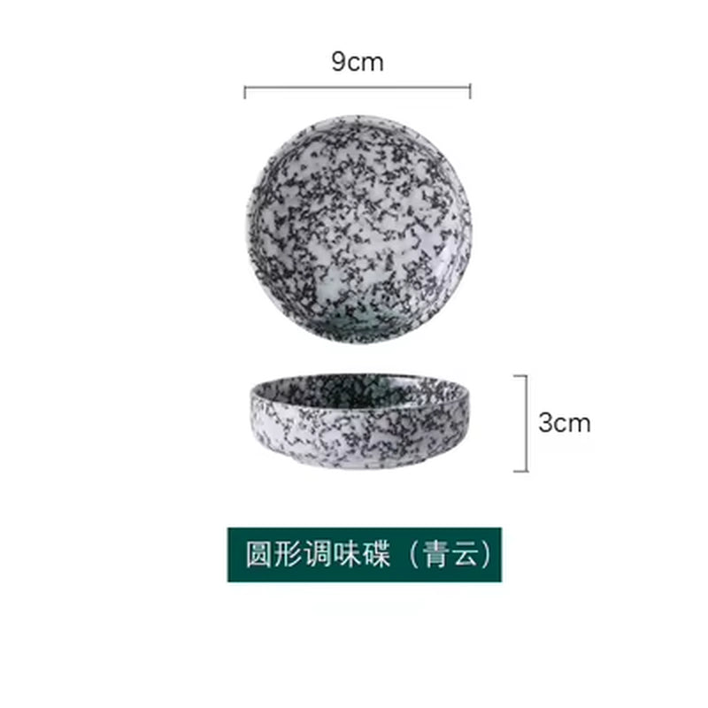 1Pc Japanese Retro Ceramic Household Soy Sauce Vinegar Seasoning Dish Barbecue Dipping Dish round Snack Plate