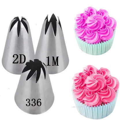 3Pcs/Set Rose Pastry Nozzles Cake Decorating Tools Flower Icing Piping Nozzle Cream Cupcake Tips Baking Accessories #1M 2D 336
