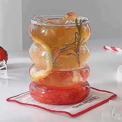 350ML Ins Transparent Glass Cup Heat-Resistant Caterpillar Shape Drinking Glasses Coffee Mug Beer Juice Milk Cute Water Cup