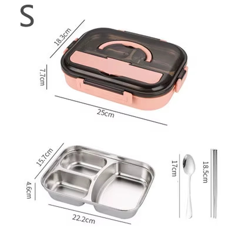 304 Stainless Steel Lunch Box for Adults Kids Snack Storage Portable Hermetic Breakfast Insulation Meal Container Microwavable