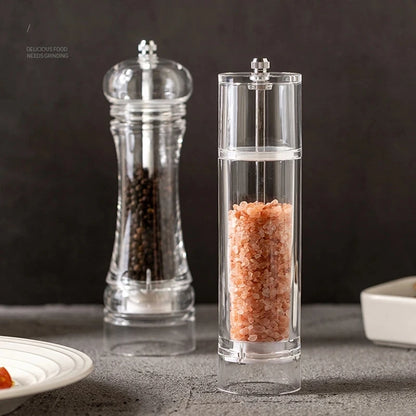 Acrylic Spice Pepper Mill Salt and Pepper Black Grinder with Strong Adjustable Ceramic Grinders Kitchen Cooking Tools Gadget Set