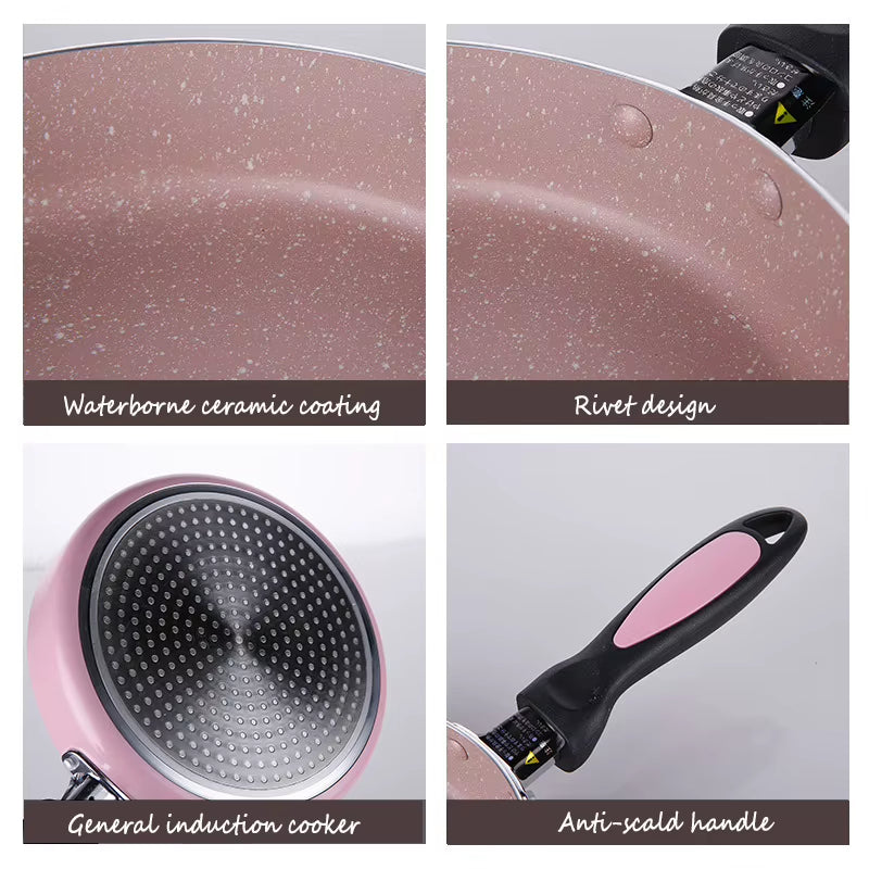 18-20Cm Pink Omelet Pan for Eggs Ham Pancake Maker Frying Pans Creative Non-Stick No Oil-Smoke Breakfast Grill Pan Cooking Pot