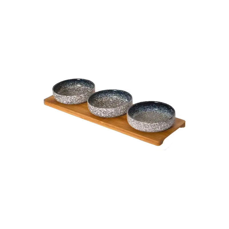 1Pc Japanese Retro Ceramic Household Soy Sauce Vinegar Seasoning Dish Barbecue Dipping Dish round Snack Plate