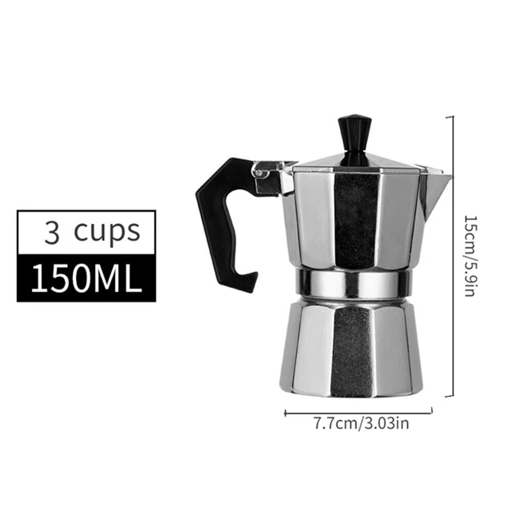 Aluminum Coffee Kettle Household Italian Octagonal Moka Coffee Tea Pot Office Home Travel Outdoor Camping Tableware Equipment