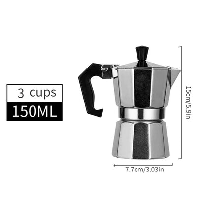 Aluminum Coffee Kettle Household Italian Octagonal Moka Coffee Tea Pot Office Home Travel Outdoor Camping Tableware Equipment