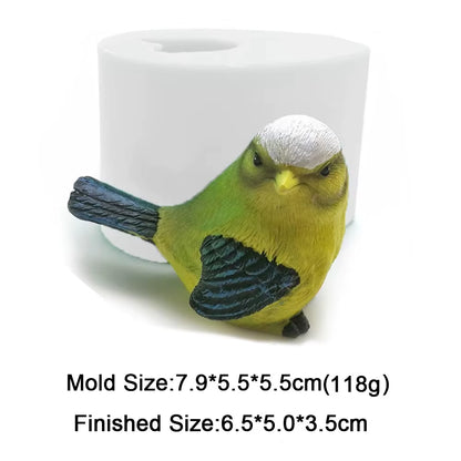 4 Style DIY Silicone Bird Molds Decoration 3D Simulation Cuckoo Gypsum Soap Form Salt Sculpture Sparrow Candle Mould