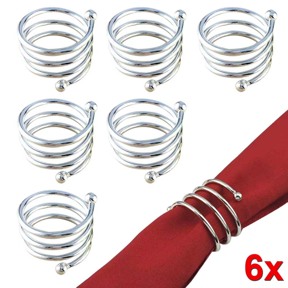 6Pcs Gold & Silver Napkin Rings Wedding Serviette Ring Alloy Table Napkin Holder Dinning Table Decoration Aro Servilleta Dorado
