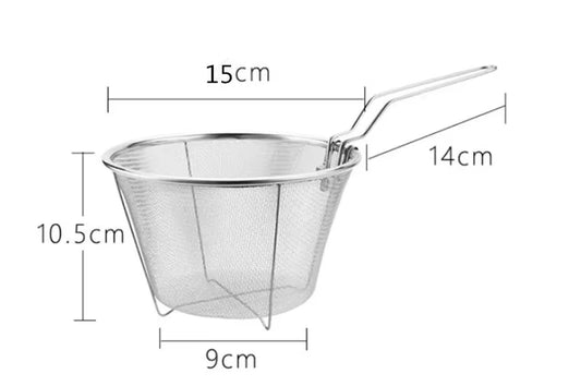 304 Stainless Steel Fry French Fries Chef Basket Kitchen Colander Mesh Noodle Dumplings Strainer Frying Fried Basket Cook Tool