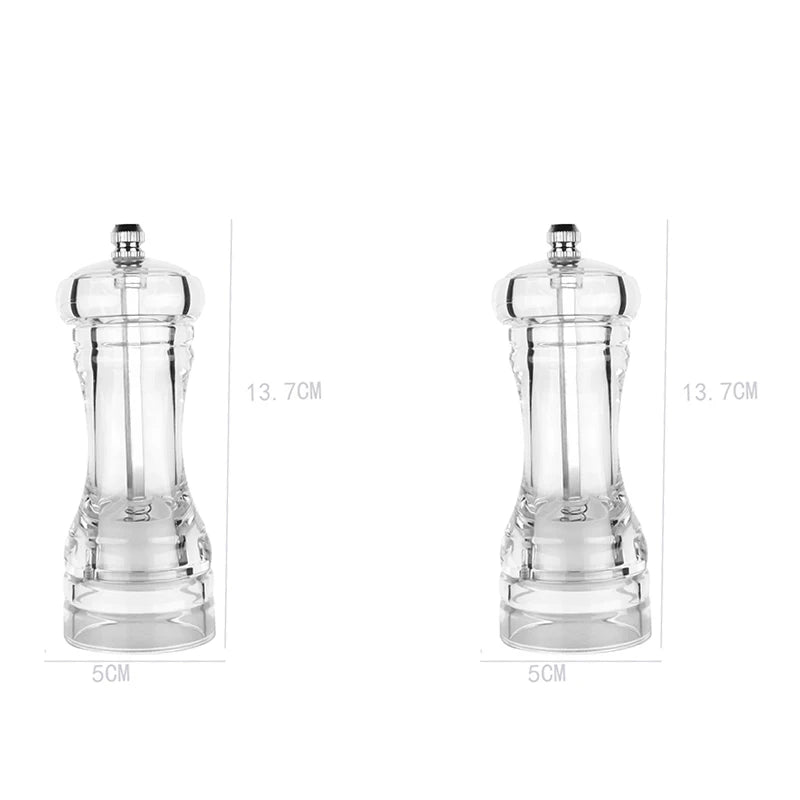Acrylic Spice Pepper Mill Salt and Pepper Black Grinder with Strong Adjustable Ceramic Grinders Kitchen Cooking Tools Gadget Set