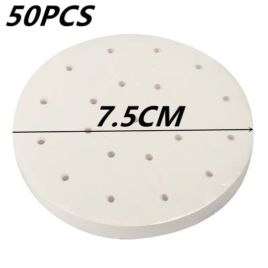 50 Pcs Steaming Basket Mat Air Fryer Steamer Liners Premium Perforated Wood Pulp Papers Non-Stick Baking Cooking Accessories