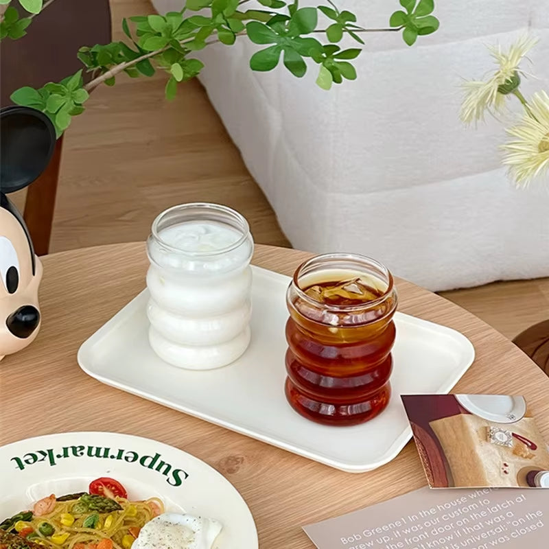 350ML Ins Transparent Glass Cup Heat-Resistant Caterpillar Shape Drinking Glasses Coffee Mug Beer Juice Milk Cute Water Cup
