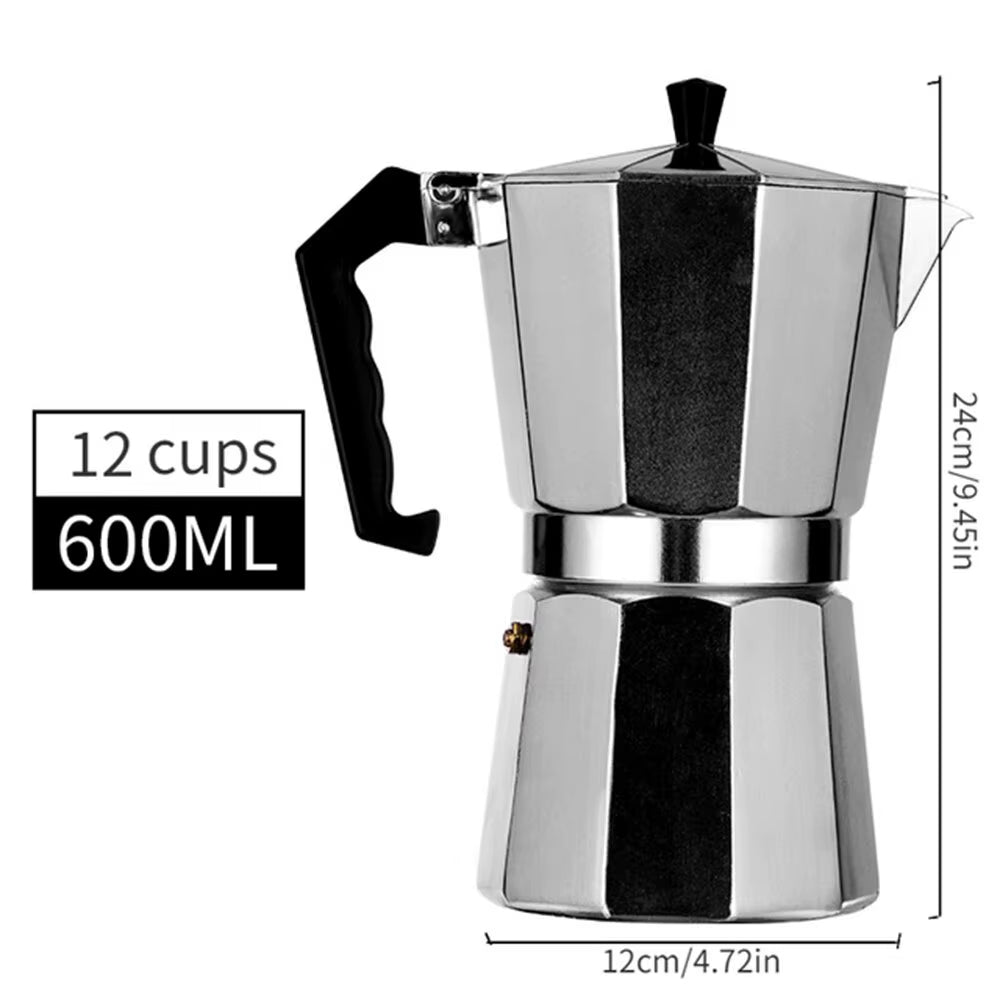 Aluminum Coffee Kettle Household Italian Octagonal Moka Coffee Tea Pot Office Home Travel Outdoor Camping Tableware Equipment