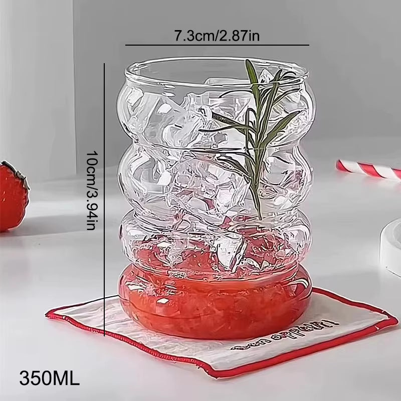 350ML Ins Transparent Glass Cup Heat-Resistant Caterpillar Shape Drinking Glasses Coffee Mug Beer Juice Milk Cute Water Cup
