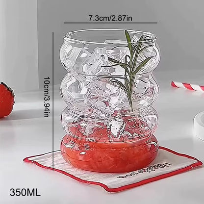 350ML Ins Transparent Glass Cup Heat-Resistant Caterpillar Shape Drinking Glasses Coffee Mug Beer Juice Milk Cute Water Cup