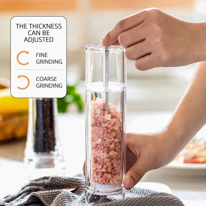 Acrylic Spice Pepper Mill Salt and Pepper Black Grinder with Strong Adjustable Ceramic Grinders Kitchen Cooking Tools Gadget Set