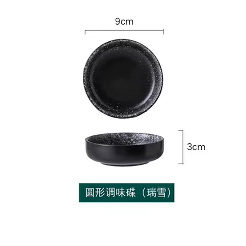 1Pc Japanese Retro Ceramic Household Soy Sauce Vinegar Seasoning Dish Barbecue Dipping Dish round Snack Plate