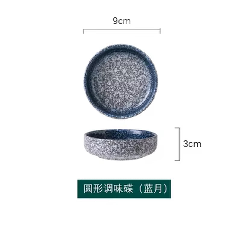 1Pc Japanese Retro Ceramic Household Soy Sauce Vinegar Seasoning Dish Barbecue Dipping Dish round Snack Plate