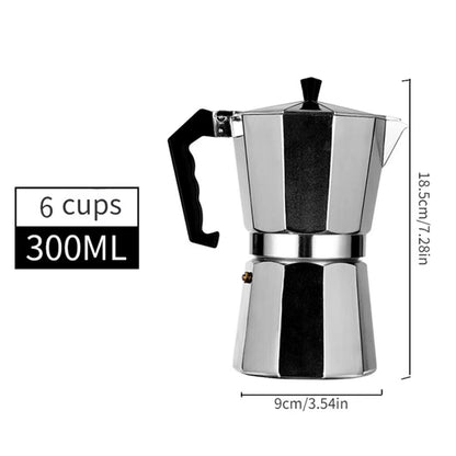 Aluminum Coffee Kettle Household Italian Octagonal Moka Coffee Tea Pot Office Home Travel Outdoor Camping Tableware Equipment