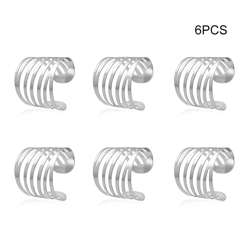 6Pcs Gold & Silver Napkin Rings Wedding Serviette Ring Alloy Table Napkin Holder Dinning Table Decoration Aro Servilleta Dorado