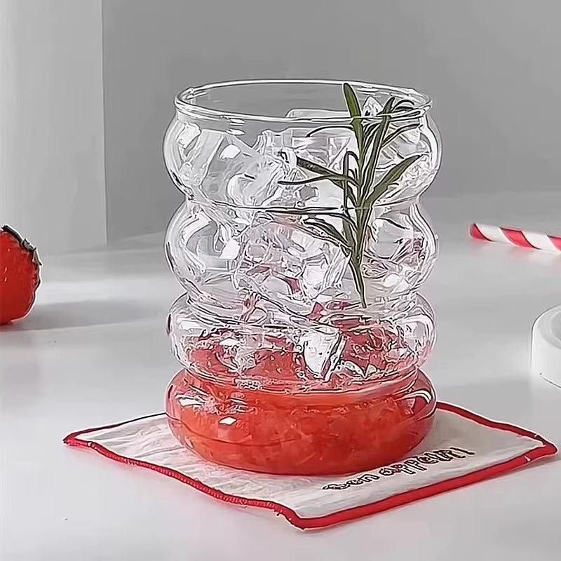 350ML Ins Transparent Glass Cup Heat-Resistant Caterpillar Shape Drinking Glasses Coffee Mug Beer Juice Milk Cute Water Cup