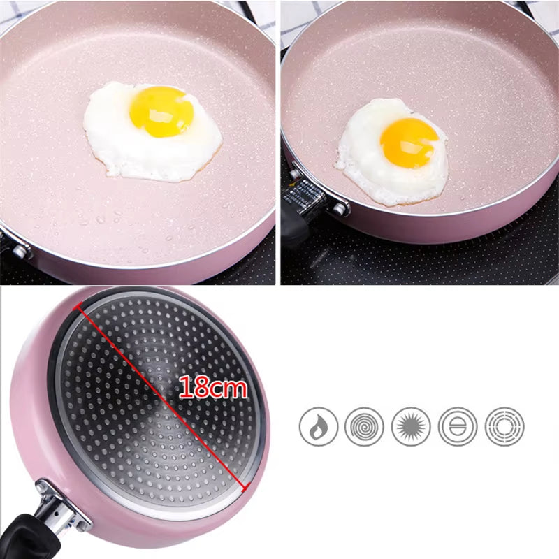 18-20Cm Pink Omelet Pan for Eggs Ham Pancake Maker Frying Pans Creative Non-Stick No Oil-Smoke Breakfast Grill Pan Cooking Pot