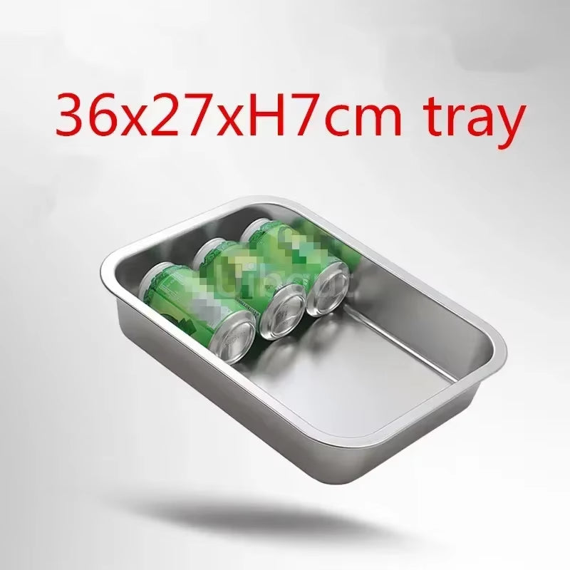 304 Tray Stainless Steel Storage Trays Leak Plate Hole Mesh Strainer Colander Wash Vegetable Basin Drying Water Filter Basin Lid