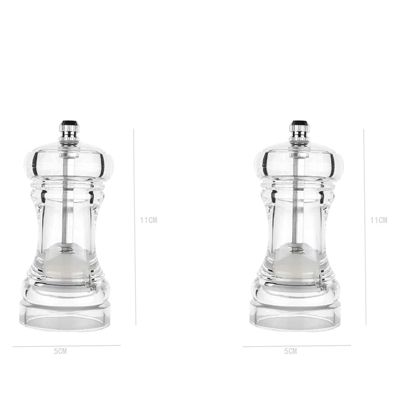Acrylic Spice Pepper Mill Salt and Pepper Black Grinder with Strong Adjustable Ceramic Grinders Kitchen Cooking Tools Gadget Set