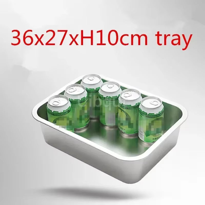 304 Tray Stainless Steel Storage Trays Leak Plate Hole Mesh Strainer Colander Wash Vegetable Basin Drying Water Filter Basin Lid