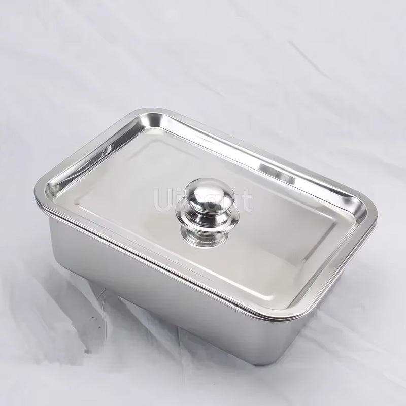 304 Tray Stainless Steel Storage Trays Leak Plate Hole Mesh Strainer Colander Wash Vegetable Basin Drying Water Filter Basin Lid