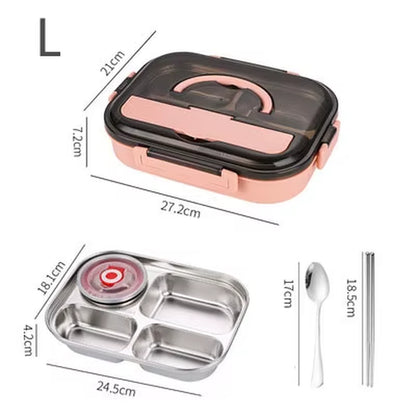 304 Stainless Steel Lunch Box for Adults Kids Snack Storage Portable Hermetic Breakfast Insulation Meal Container Microwavable