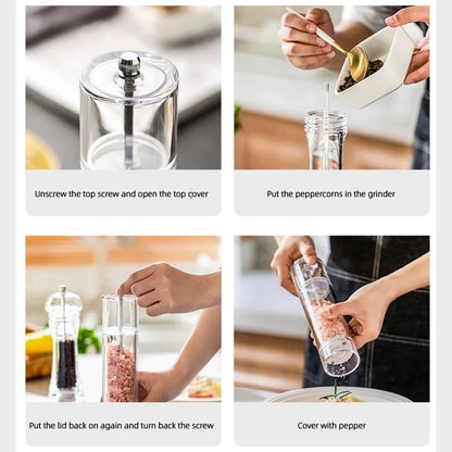 Acrylic Spice Pepper Mill Salt and Pepper Black Grinder with Strong Adjustable Ceramic Grinders Kitchen Cooking Tools Gadget Set