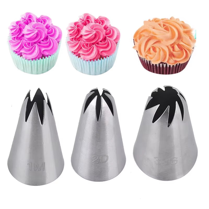3Pcs/Set Rose Pastry Nozzles Cake Decorating Tools Flower Icing Piping Nozzle Cream Cupcake Tips Baking Accessories #1M 2D 336