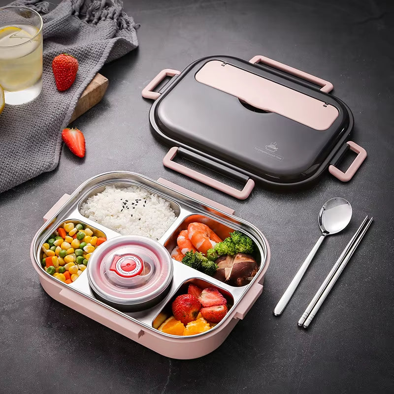 304 Stainless Steel Lunch Box for Adults Kids Snack Storage Portable Hermetic Breakfast Insulation Meal Container Microwavable