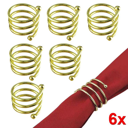 6Pcs Gold & Silver Napkin Rings Wedding Serviette Ring Alloy Table Napkin Holder Dinning Table Decoration Aro Servilleta Dorado