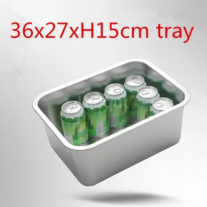 304 Tray Stainless Steel Storage Trays Leak Plate Hole Mesh Strainer Colander Wash Vegetable Basin Drying Water Filter Basin Lid