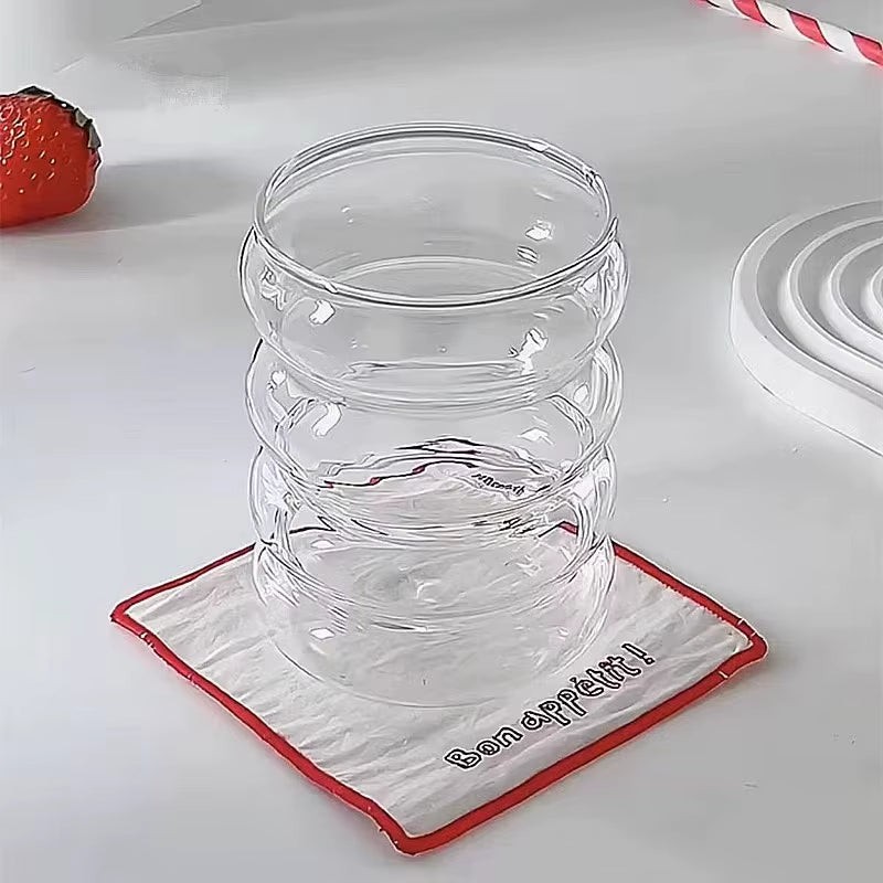 350ML Ins Transparent Glass Cup Heat-Resistant Caterpillar Shape Drinking Glasses Coffee Mug Beer Juice Milk Cute Water Cup