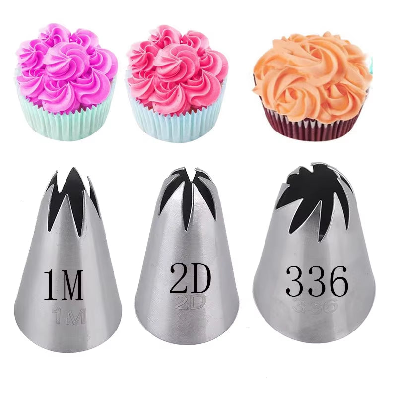 3Pcs/Set Rose Pastry Nozzles Cake Decorating Tools Flower Icing Piping Nozzle Cream Cupcake Tips Baking Accessories #1M 2D 336