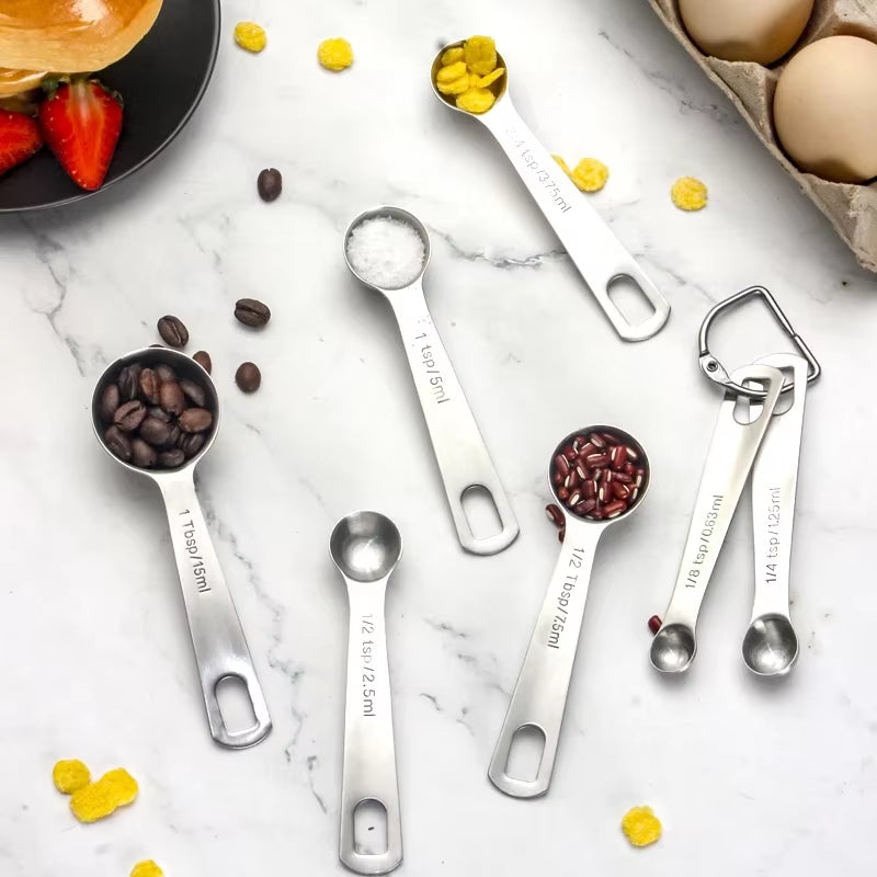 304 Stainless Steel Measuring Spoon Measuring Cup with Graduated Meter Salt Spoon Milk Powder Baking Weighing Seasoning Tool
