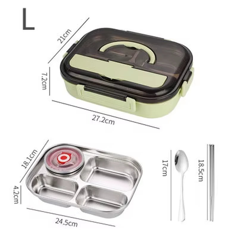 304 Stainless Steel Lunch Box for Adults Kids Snack Storage Portable Hermetic Breakfast Insulation Meal Container Microwavable