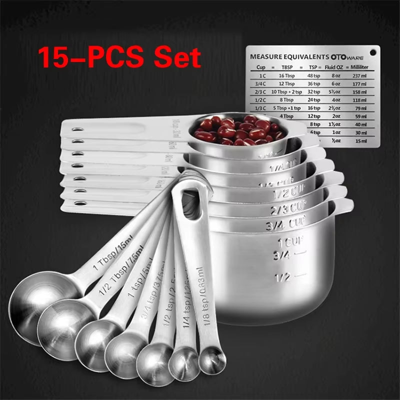 304 Stainless Steel Measuring Spoon Measuring Cup with Graduated Meter Salt Spoon Milk Powder Baking Weighing Seasoning Tool